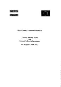 Country Strategy Paper and National Indicative Programme for the period[removed]Sierra Leone