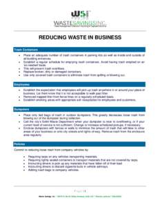 Microsoft Word - Waste Savings, Inc. - Tips for Reducing Waste in Business.doc
