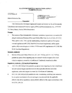 EPA--Partech Industries Settlement Agreement