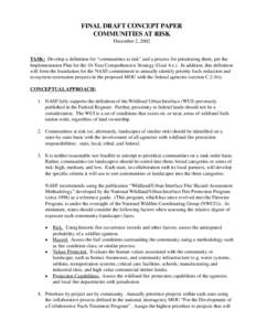 FINAL DRAFT CONCEPT PAPER  COMMUNITIES AT RISK December 2, 2002