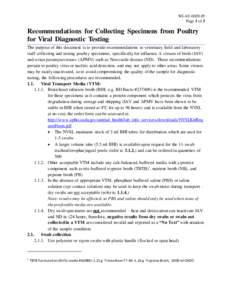 WI-AV[removed]Page 1 of 3 Recommendations for Collecting Specimens from Poultry for Viral Diagnostic Testing The purpose of this document is to provide recommendations to veterinary field and laboratory