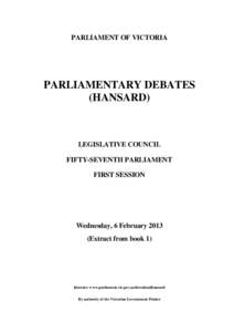 EXTRACTFROMBOOK  PARLIAMENT OF VICTORIA PARLIAMENTARY DEBATES (HANSARD)