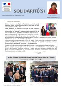 SOLIDARITÉ(S) Lettre d’information du 10 décembre 2013 La ministre Marie-Arlette CARLOTTI