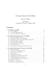 Getting Started with LATEX David R. Wilkins 2nd Edition c David R. Wilkins 1995 Copyright