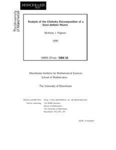 Analysis of the Cholesky Decomposition of a Semi-definite Matrix Nicholas J. Higham