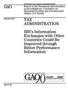 United States Government Accountability Office  GAO Report to the Permanent Subcommittee on Investigations, Committee on