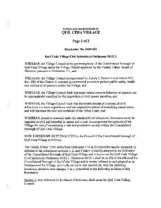 CONSOLIDATED BOROUGH OF  QUIL CEDA VILLAGE Page 1 of 2 Resolution No[removed]Quil Ceda Village Civil Infractions Ordinance[removed]