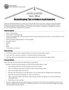 State of Illinois Illinois Department of Public Health Get the Lead Out Facts About Housekeeping Tips to Reduce Lead Exposure