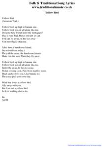 Folk & Traditional Song Lyrics - Yellow Bird