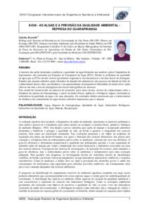 XXVII Congresso Interamericano de Engenharia Sanitária e Ambiental  II[removed]AS ALGAS E A PREVISÃO DA QUALIDADE AMBIENTAL REPRESA DO GUARAPIRANGA