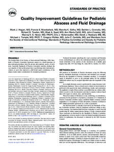 Quality Improvement Guidelines for Pediatric Abscess and Fluid Drainage