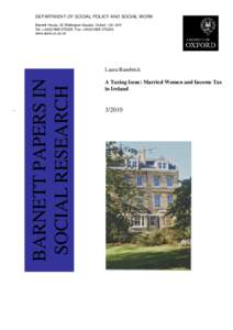 DEPARTMENT OF SOCIAL POLICY AND SOCIAL WORK Barnett House, 32 Wellington Square, Oxford OX1 2ER Tel: +Fax: +www.spsw.ox.ac.uk  _