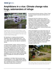 Fisheries / Long-toed Salamander / Decline in amphibian populations / Wetland / Amphibian / Salamander / Frog / Washington / Cascades / Environment / Ecology / Water
