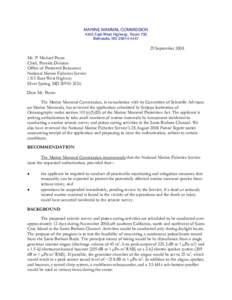 MARINE MAMMAL COMMISSION 4340 East-West Highway, Room 700 Bethesda, MD[removed]September 2008 Mr. P. Michael Payne
