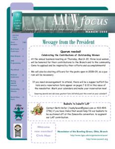 AAUWfocus MARCH 2008 INSIDE THIS ISSUE: