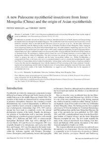 A new Paleocene nyctitheriid insectivore from Inner Mongolia (China) and the origin of Asian nyctitheriids