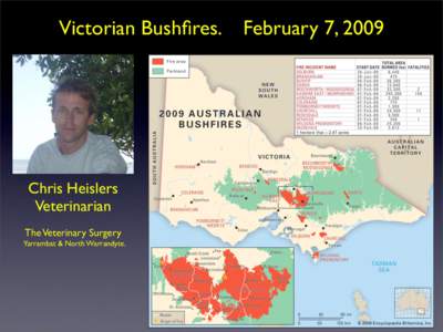 Victorian Bushfires.  Chris Heislers Veterinarian The Veterinary Surgery Yarrambat & North Warrandyte.