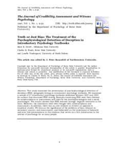 The Journal of Credibility Assessment and Witness Psychology  1997, Vol. 1, No. 1, 9-32 The Journal of Credibility Assessment and Witness Psychology