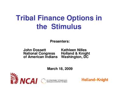 Microsoft PowerPoint - NCAI_  Finance Options in the Stimulus.PPT