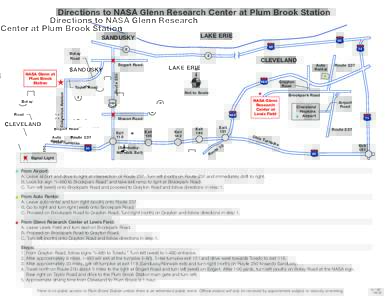Directions to NASA Glenn Research Center at Plum Brook Station LAKE ERIE SANDUSKY  90