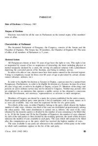 PARAGUAY Date of Elections: 6 February 1983 Purpose of Elections