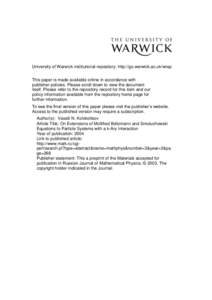 University of Warwick institutional repository: http://go.warwick.ac.uk/wrap This paper is made available online in accordance with publisher policies. Please scroll down to view the document itself. Please refer to the 