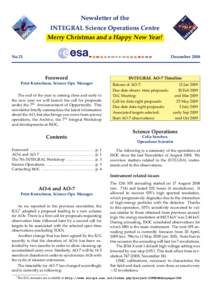 Newsletter of the INTEGRAL Science Operations Centre Merry Christmas and a Happy New Year! No 21  December 2008