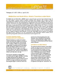 Regional Economic Outlook: Middle East and North Africa Update, April 2012