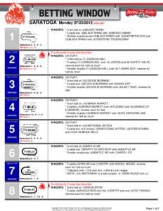 SARATOGA Post: 1:00 PM Monday[removed]UPDATED