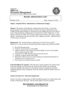 United States  Office of Personnel Management The Federal Government’s Human Resources Agency