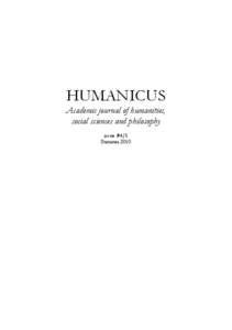 HUMANICUS Academic journal of humanities, social sciences and philosophy issue #4/5 Summer 2010