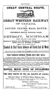 Advertisements.  GREAT CENTRAL ROUTE. GEBAT WESTEEN EAILWAY O F C^nSTiLDA,