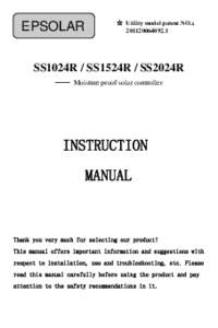 EPSOLAR  ☆ Utility model patent NO.： [removed]SS1024R / SS1524R / SS2024R