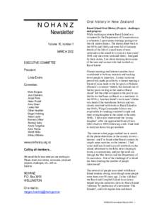 NOHANZ Newsletter Volume 16, number 1 MARCH 2002 EXECUTIVE COMMITTEE President: