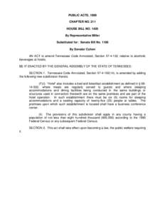 PUBLIC ACTS, 1999 CHAPTER NO. 211 HOUSE BILL NO[removed]By Representative Miller Substituted for: Senate Bill No[removed]By Senator Cohen