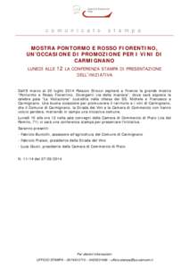 Comunicato 2014: Mostra Pontormo e Rosso Fiorentino, un’occasione di promozione per i vini di Carmignano. Lunedì alle 12 la conferenza stampa di presentazione dell’iniziativa