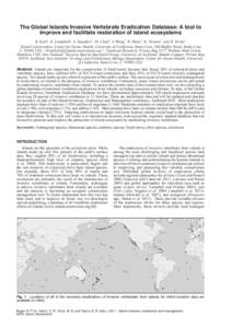 Keitt, B.; K. Campbell, A. Saunders, M. Clout, Y. Wang, R. Heinz, K. Newton, and B. Tershy. The Global Islands Invasive Vertebrate Eradication Database: A tool to improve and facilitate restoration of island ecosystems I