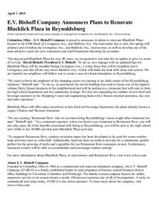 FW EV Bishoff Company Announces Plans to Renovate and Revitalize Blacklick Plaza in Reynoldsburg