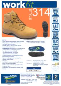 STYLE  314 Style 314  Wheat nubuck leather lace up safety boot with
