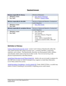 Saskatchewan / Education in Saskatchewan / Reading / Educational stages / Gabriel Dumont Institute / Literacy / Employability / Adult education / Workforce development / Education / Socioeconomics / University of Saskatchewan