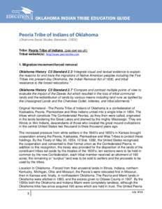 OKLAHOMA INDIAN TRIBE EDUCATION GUIDE  Peoria Tribe of Indians of Oklahoma (Oklahoma Social Studies Standards, OSDE)  Tribe: Peoria Tribe of Indians (pee-awr-ee-uh)