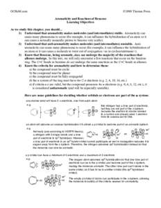 OCHeM.com  ©1999 Thomas Poon Aromaticity and Reactions of Benzene Learning Objectives