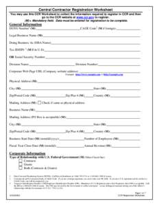 Central Contractor Registration Form