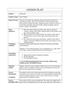 LESSON PLAN Grade(s) Fifth grade  Content Area(s)