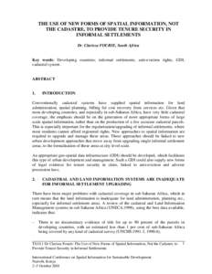 Cadastre / Real estate / Land information system / Land reform / Slum / Socioeconomics / Economics / Cartography / Surveying / Geographic information systems