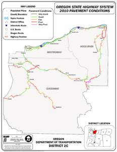 OREGON STATE HIGHWAY SYSTEM 2010 PAVEMENT CONDITIONS County Boundary  Very Good