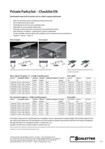 Private Park@Sol – Checklist EN Standardized carport kits for private users or smaller company parking lots • • • •