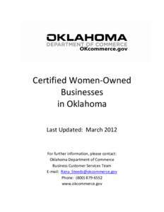 Certified Women-Owned Businesses in Oklahoma Last Updated: March[removed]For further information, please contact: