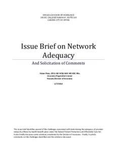 Issue Brief on Network Adequacy