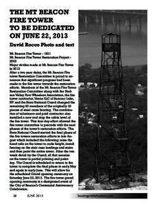 THE MT BEACON FIRE TOWER TO BE DEDICATED ON JUNE 22, 2013 David Rocco Photo and text Mt. Beacon Fire Tower[removed]